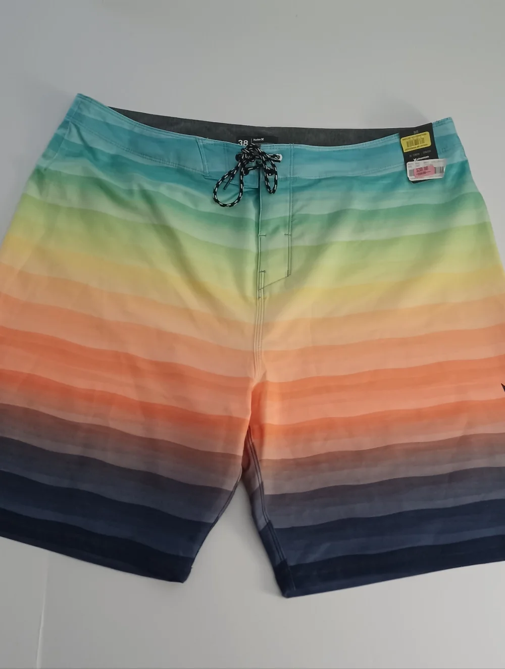 Hurley Phantom Swim Trunks Colorblock Stripped Sz 38